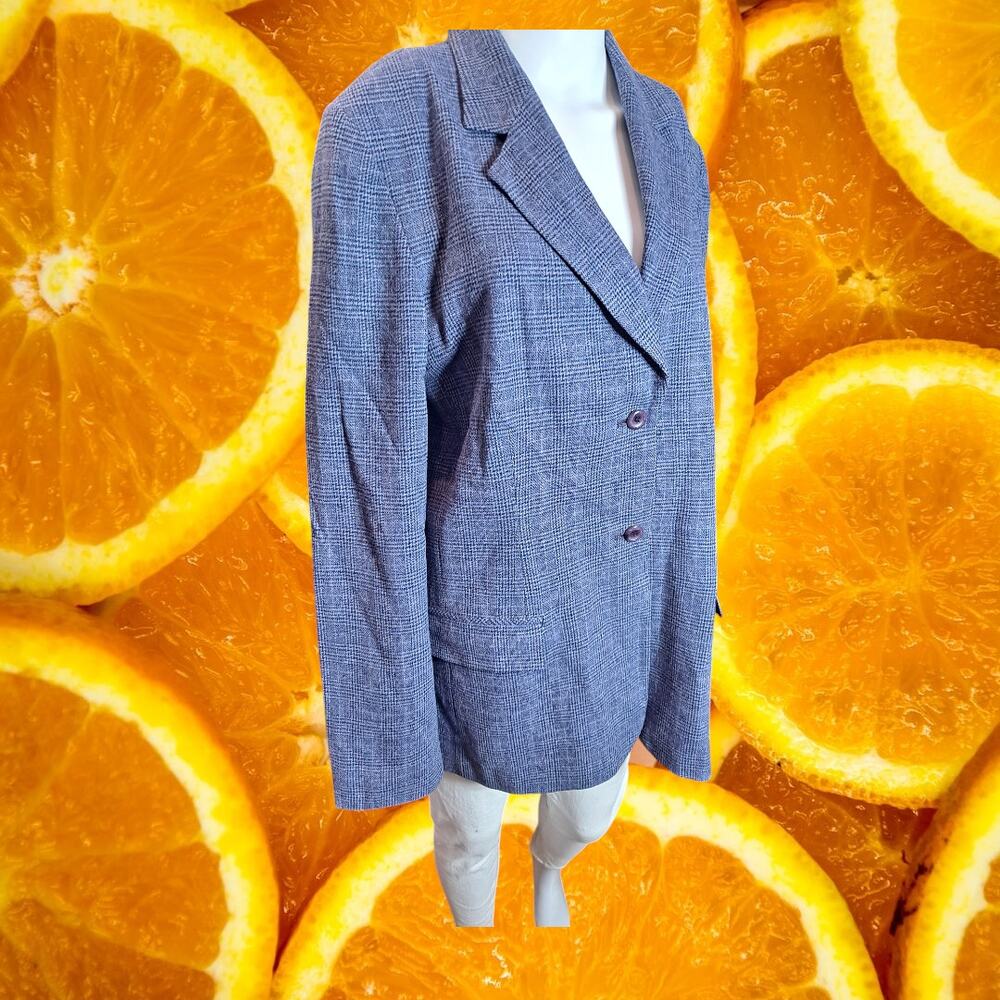 Pendleton Vintage Women's 100% Virgin Wool Blue Plaid Blazer‎ Size 12